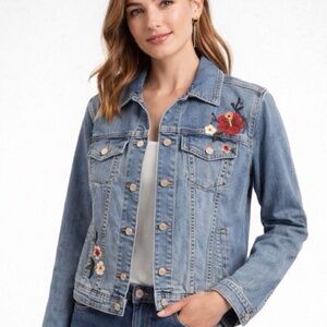 Talbots Embroidered Jean Jacket Women's XL